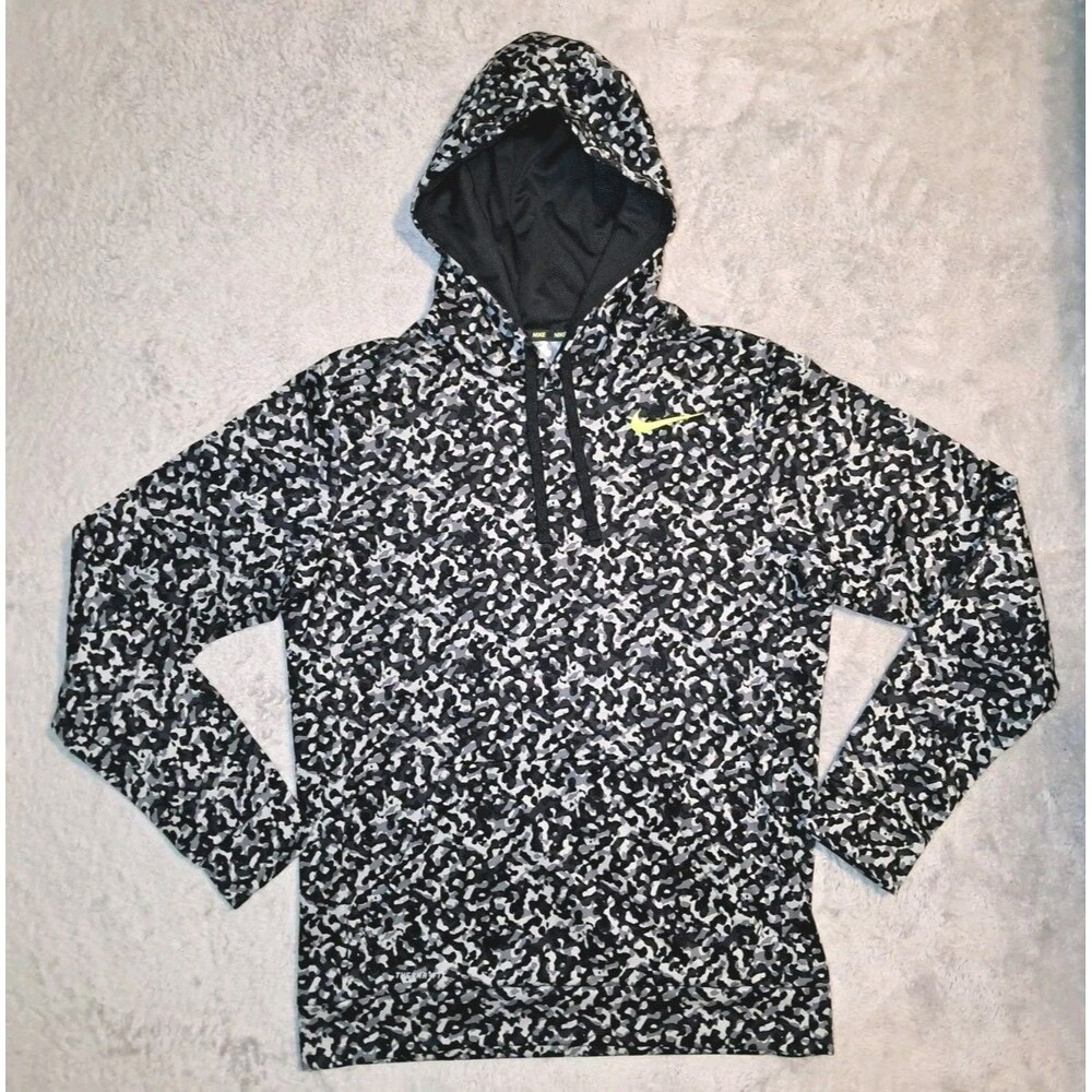 Nike Hoodie Mens Medium Gray Camo Therma-Fit Pullover Athletic Swoosh 717107-012